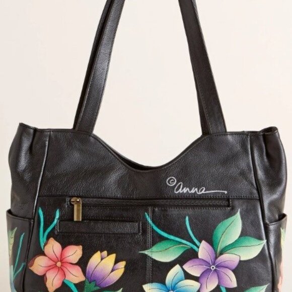 Shoulder bag Anuschka Hummingbirds At Night Hand-Painted Shoulder Bag - Picture 4 of 7